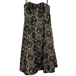 Lulus Black & Beige Floral Lace Strapless Dress Size M, NWT
